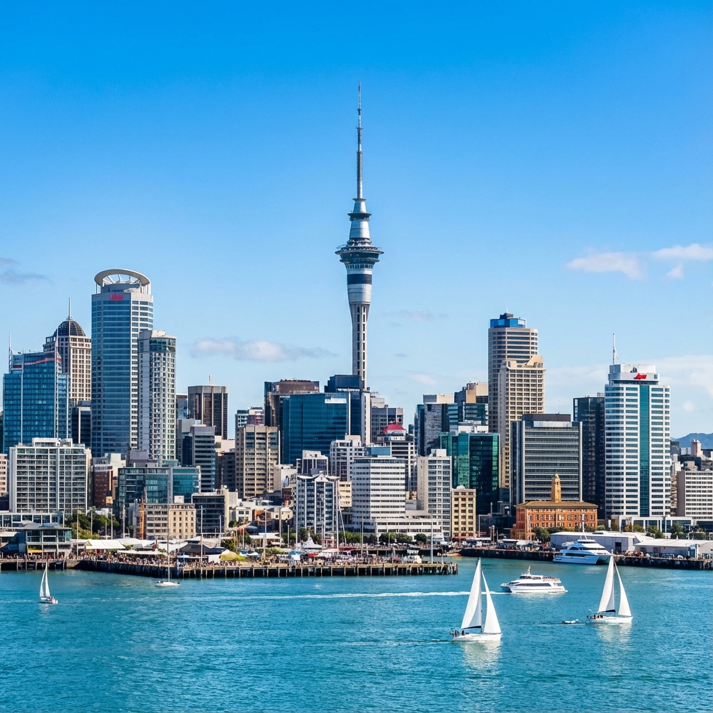 Auckland New Zealand City Skyline